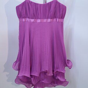 Laundry By Shelli Segal Purple Pleated Strapless Dress, Size 4